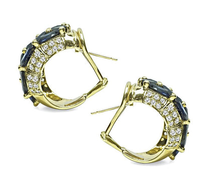 Estate 8.00ct Sapphire 1.40ct Diamond 18k Gold Earrings