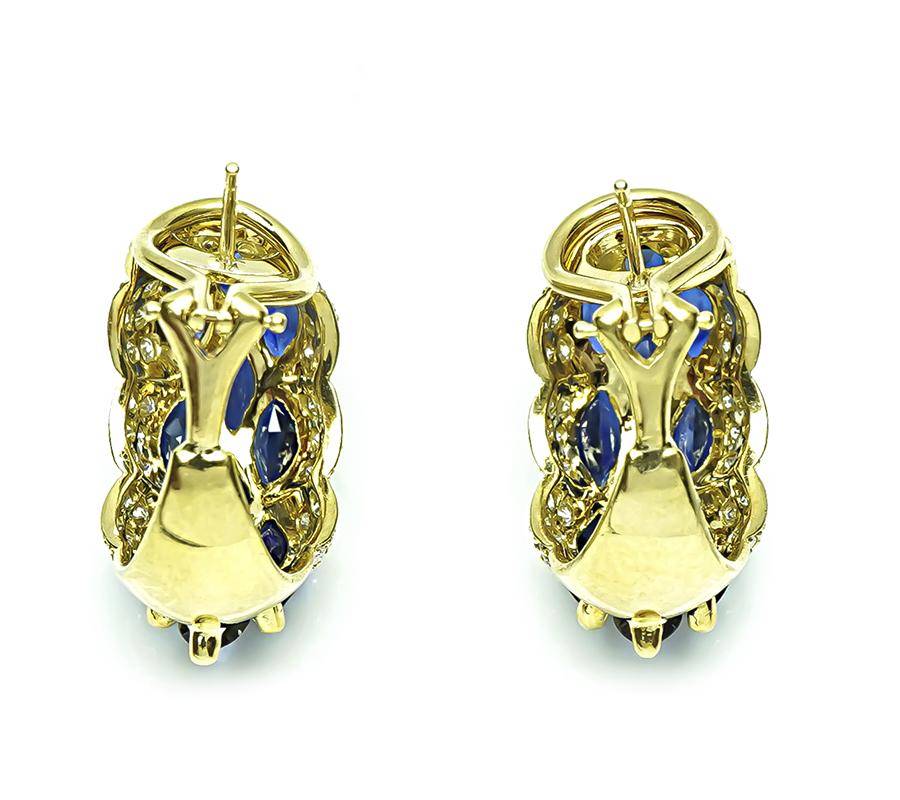 Estate 8.00ct Sapphire 1.40ct Diamond 18k Gold Earrings