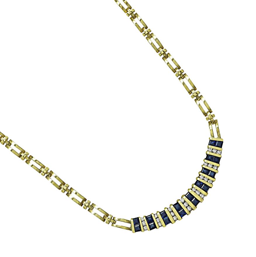 Estate 1.80ct Sapphire 0.70ct Diamond 14k Yellow Gold Necklace