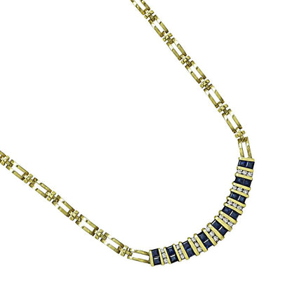 Estate 1.80ct Sapphire 0.70ct Diamond 14k Yellow Gold Necklace