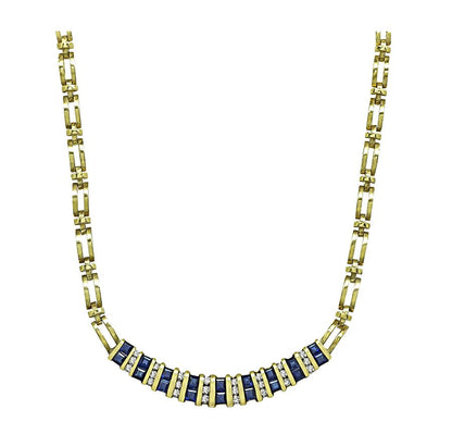 Estate 1.80ct Sapphire 0.70ct Diamond 14k Yellow Gold Necklace
