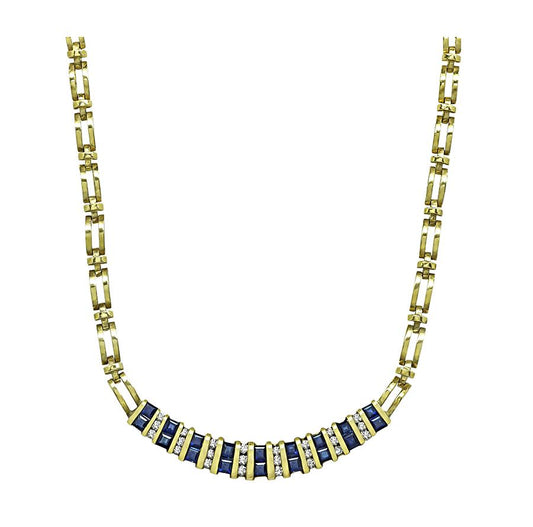 Estate 1.80ct Sapphire 0.70ct Diamond 14k Yellow Gold Necklace