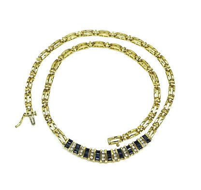 Estate 1.80ct Sapphire 0.70ct Diamond 14k Yellow Gold Necklace