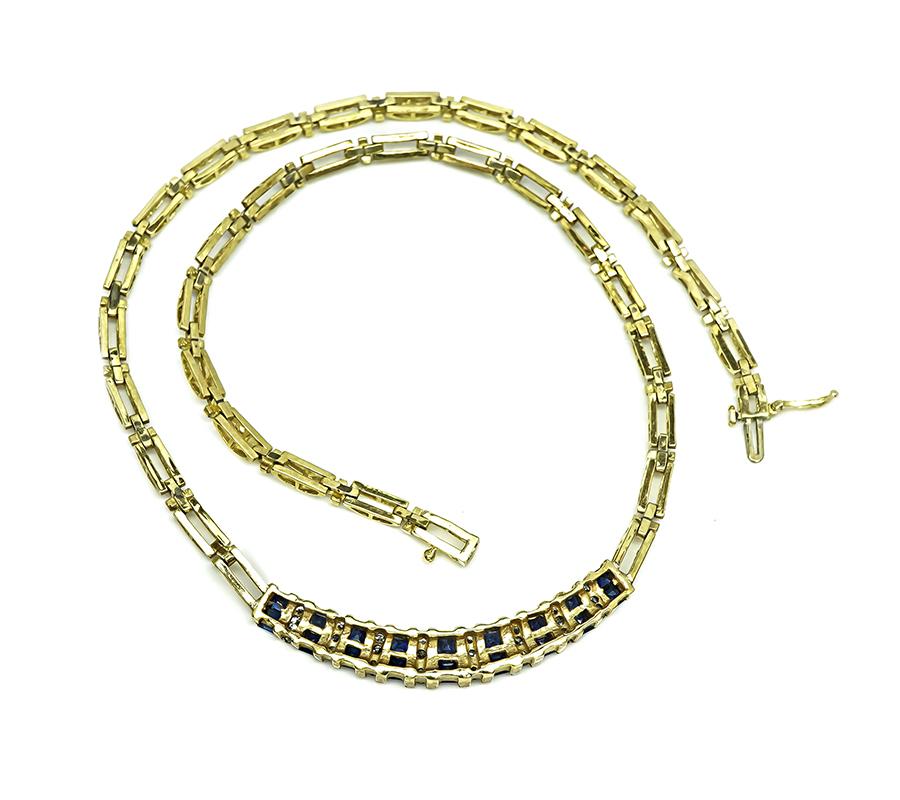Estate 1.80ct Sapphire 0.70ct Diamond 14k Yellow Gold Necklace
