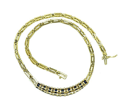 Estate 1.80ct Sapphire 0.70ct Diamond 14k Yellow Gold Necklace