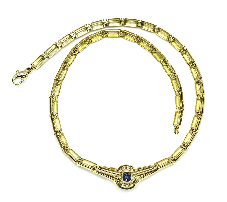 Estate 2.00ct Sapphire 0.50ct Diamond Gold Necklace