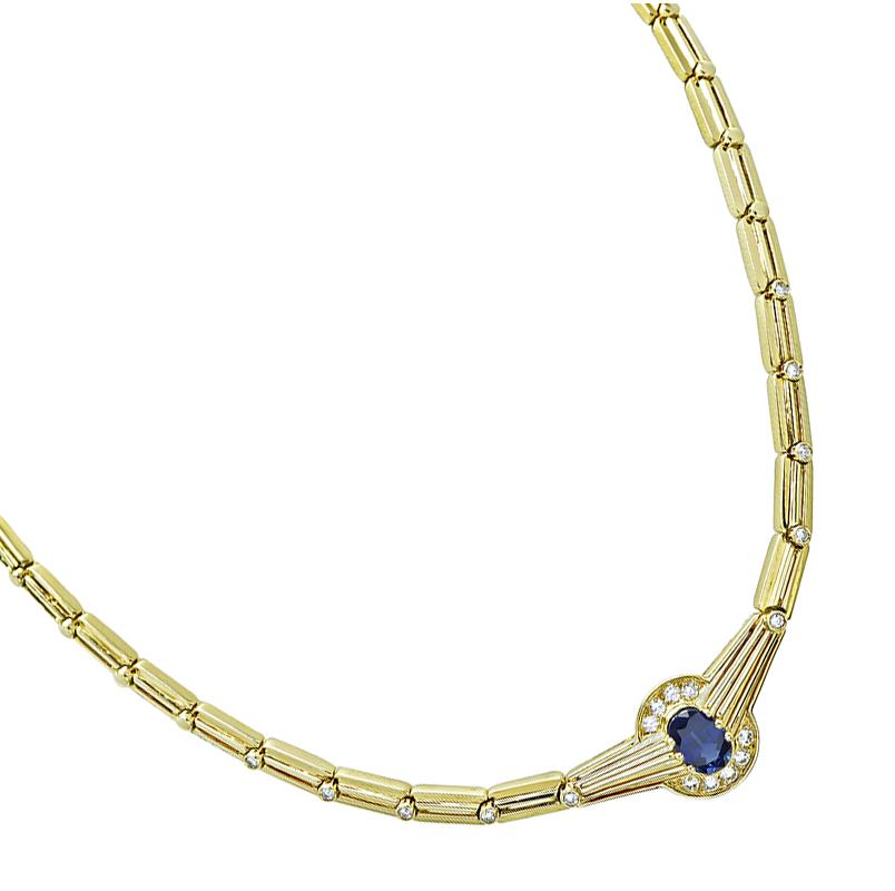 Estate 2.00ct Sapphire 0.50ct Diamond Gold Necklace