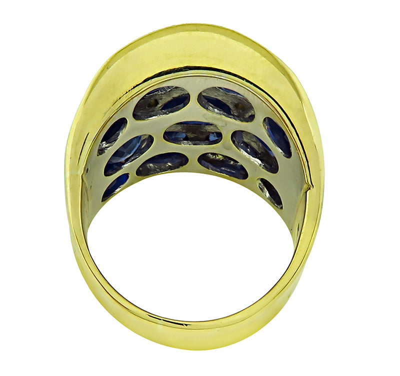 Estate 10.00ct Sapphire Diamond Gold Ring