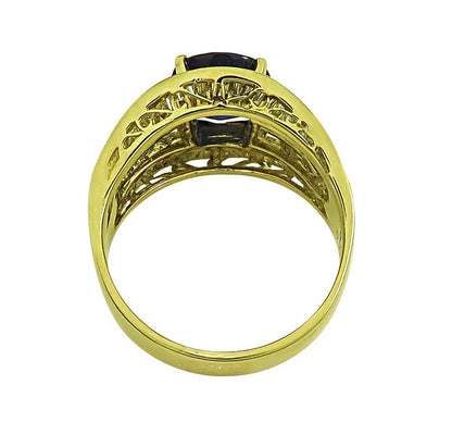 Estate 3.68ct Sapphire 2.09ct Diamond 18k Yellow Gold Ring