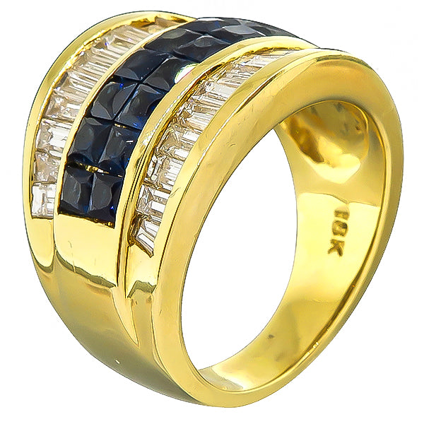Estate 1.60ct Sapphire 1.00ct Diamond Gold Ring