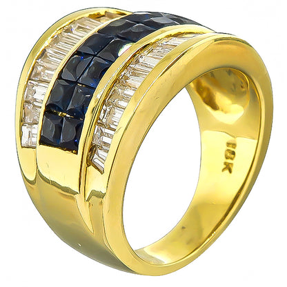 Estate 1.60ct Sapphire 1.00ct Diamond Gold Ring