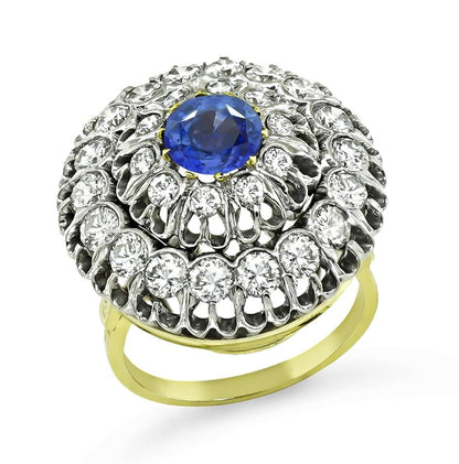 Estate 2.00ct Diamond 1.00ct Sapphire Gold Ring