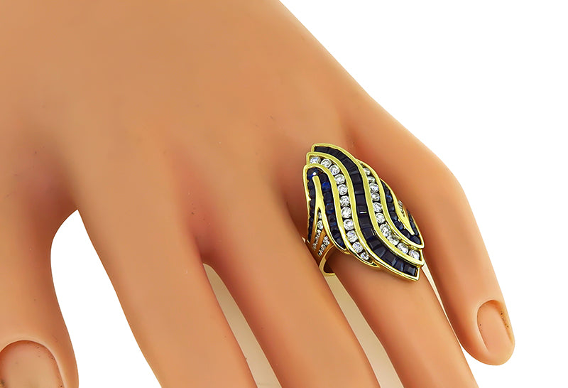 Estate 2.80ct Sapphire 1.09ct Diamond Gold Ring