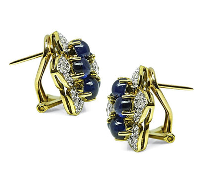Estate 5.00ct Sapphire 2.50ct Diamond Gold Star Earrings