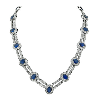 Estate 42.50ct Sapphire 2.85ct Diamond Necklace