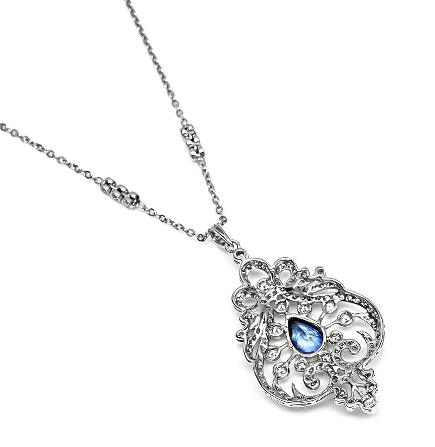 Estate 1.50ct Sapphire 1.00ct Diamond Pendant Necklace