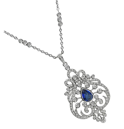 Estate 1.50ct Sapphire 1.00ct Diamond Pendant Necklace