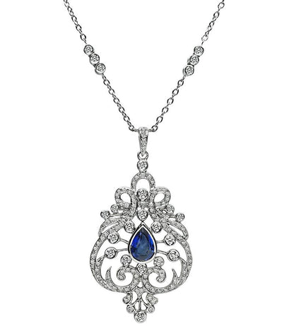 Estate 1.50ct Sapphire 1.00ct Diamond Pendant Necklace