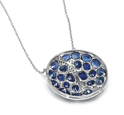 Estate 18.43ct Sapphire 0.75ct Diamond Round Pendant Necklace