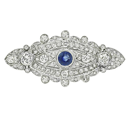 Estate 1.19ct Sapphire 3.00ct Diamond Pin