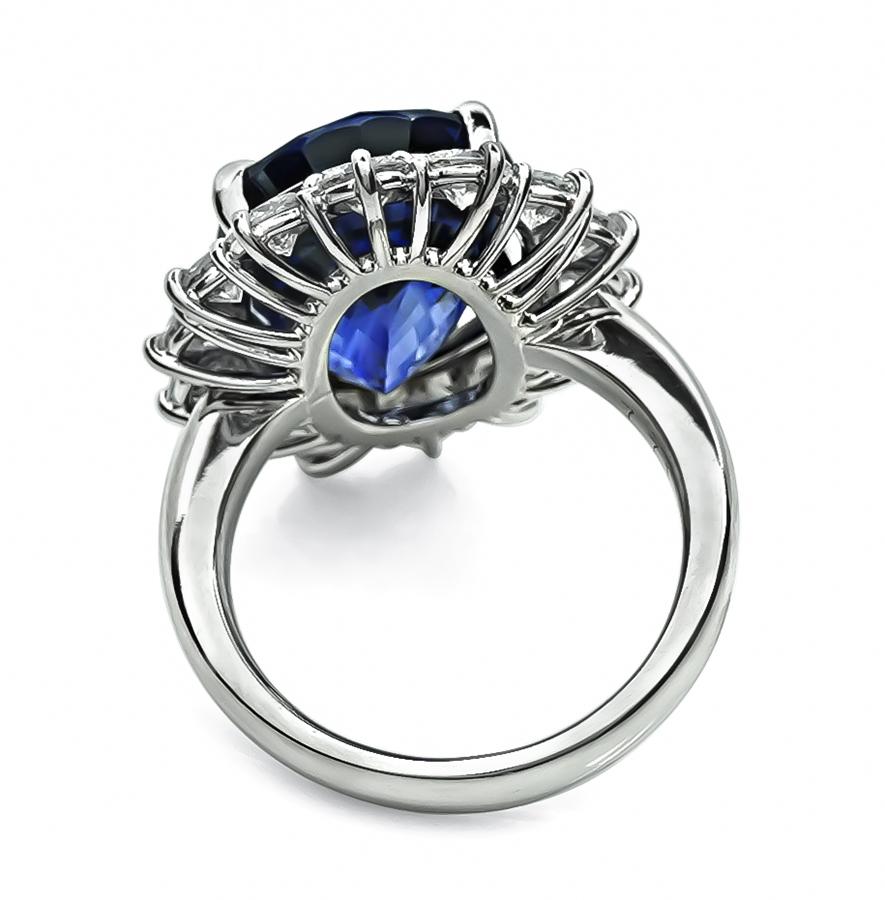 Estate 15.05ct Ceylon Sapphire 2.43ct Diamond Engagement Ring