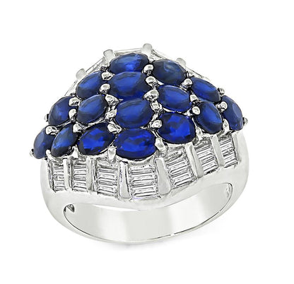 Estate 4.02ct Sapphire 1.05ct Diamond Platinum Ring
