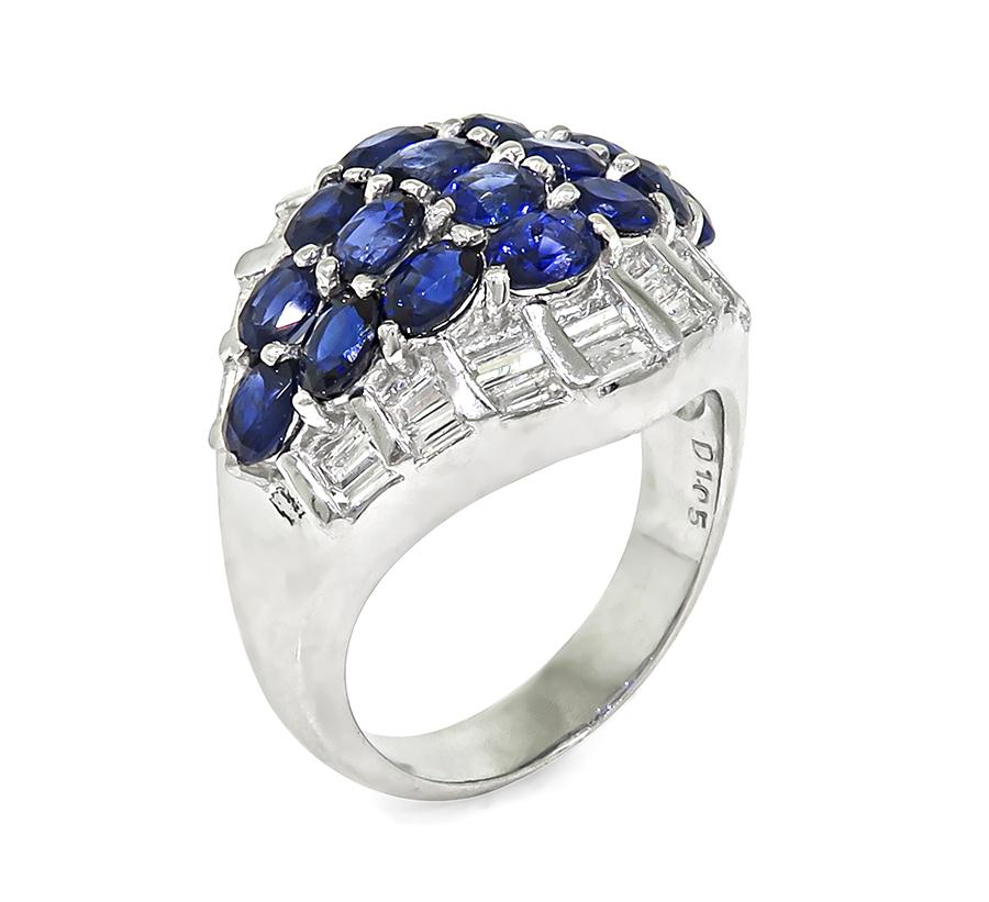 Estate 4.02ct Sapphire 1.05ct Diamond Platinum Ring