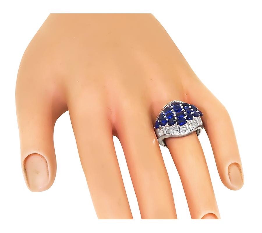 Estate 4.02ct Sapphire 1.05ct Diamond Platinum Ring