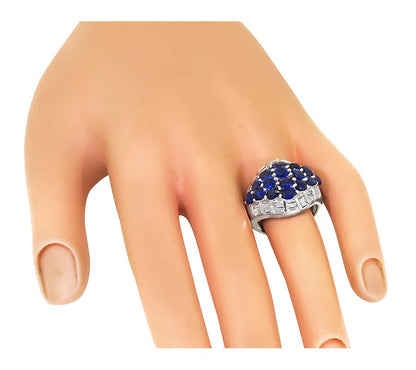 Estate 4.02ct Sapphire 1.05ct Diamond Platinum Ring
