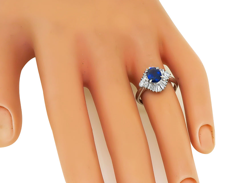 Estate 1.25ct Ceylon Sapphire 0.58ct Diamond Ring