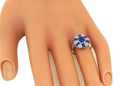 Estate 1.75ct Center Sapphire 0.75ct Diamond Ring