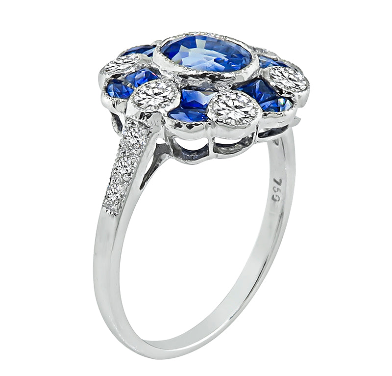 Estate 1.75ct Center Sapphire 0.75ct Diamond Ring