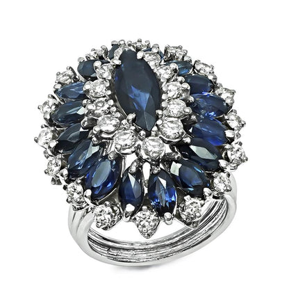 Estate 4.50ct Sapphire 1.50ct Diamond Cocktail Ring