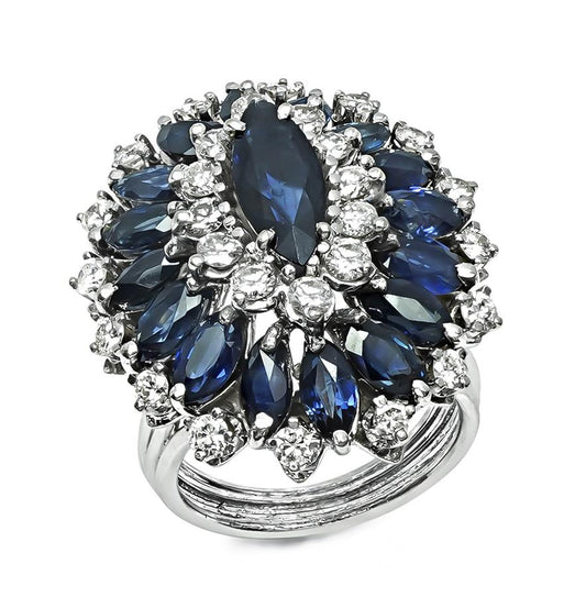 Estate 4.50ct Sapphire 1.50ct Diamond Cocktail Ring
