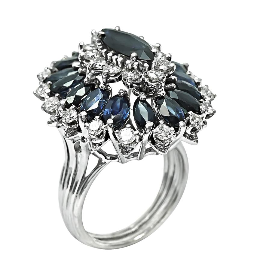 Estate 4.50ct Sapphire 1.50ct Diamond Cocktail Ring