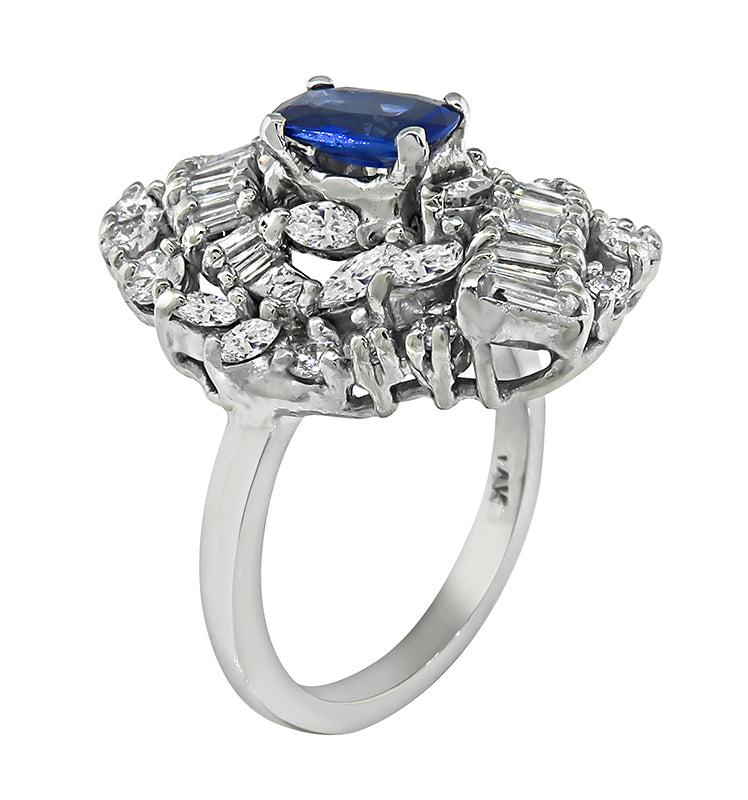 Estate 3.00ct Diamond 0.80ct Sapphire Ring