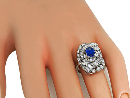Estate 3.00ct Diamond 0.80ct Sapphire Ring