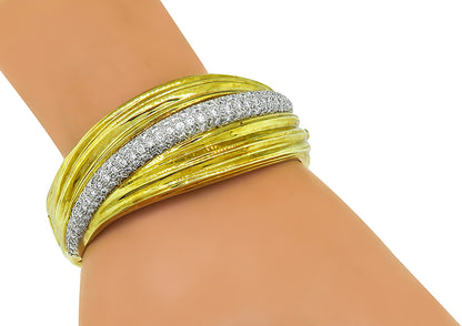 Estate Spitzer and Fuhrmann 6.50ct Diamond Gold Bangle