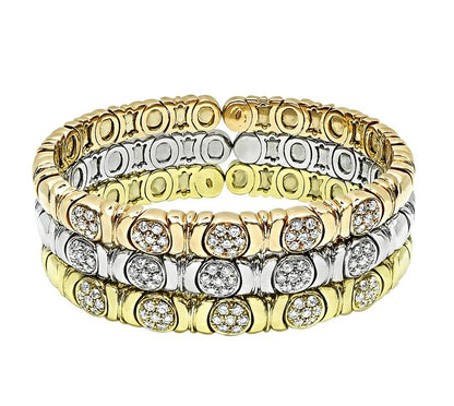 Estate Suite of 3 Yellow Pink and White Gold 3.00ct Diamond Bangle