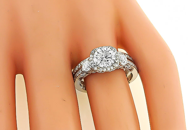 Estate Tacori GIA Certified 1.10ct Diamond Engagement Ring and Wedding Band Set