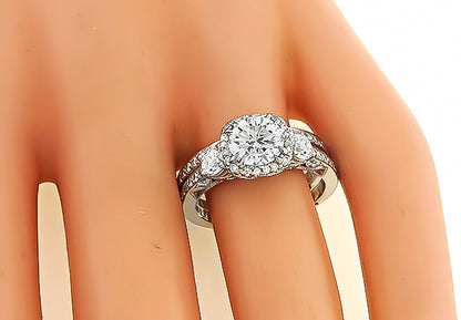 Estate Tacori GIA Certified 1.10ct Diamond Engagement Ring and Wedding Band Set