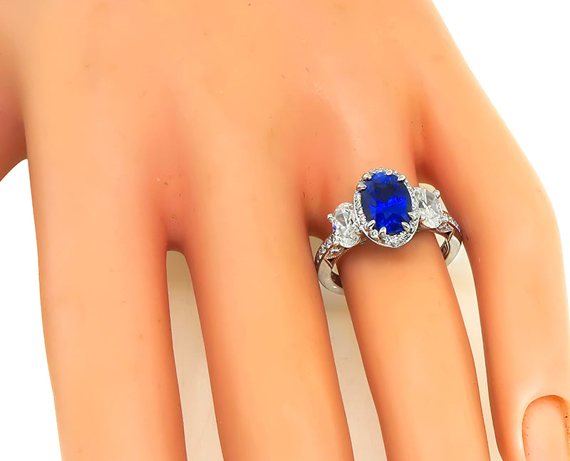 Estate Tacori 2.14ct Ceylon Sapphire Diamond Engagement Ring