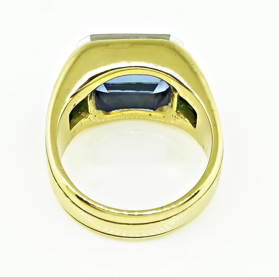 Estate 12.00ct Tanzanite Green Tourmaline Gold Ring