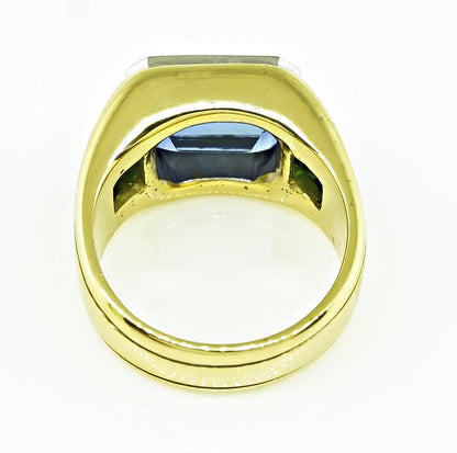 Estate 12.00ct Tanzanite Green Tourmaline Gold Ring