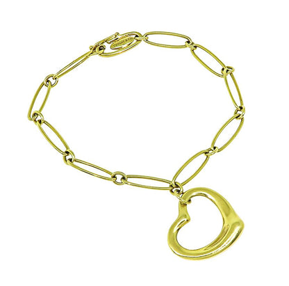 Estate Tiffany & Co 18k Yellow Gold Heart Charm Bracelet