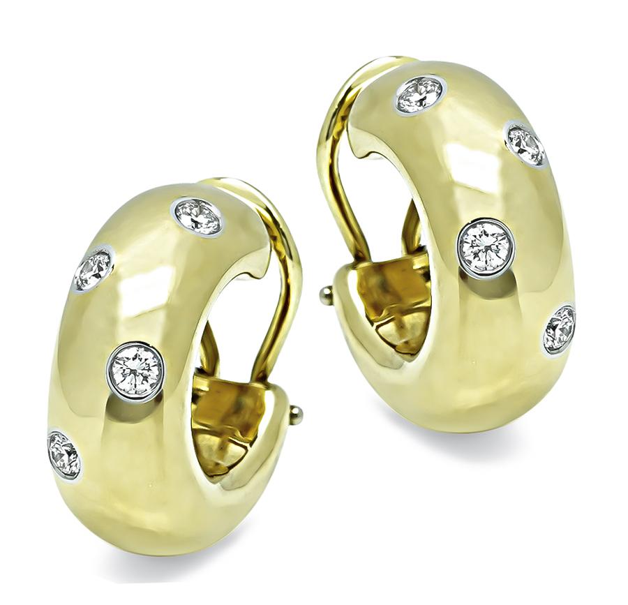 Estate Tiffany & Co 0.40ct Diamond Gold Etoile Earrings