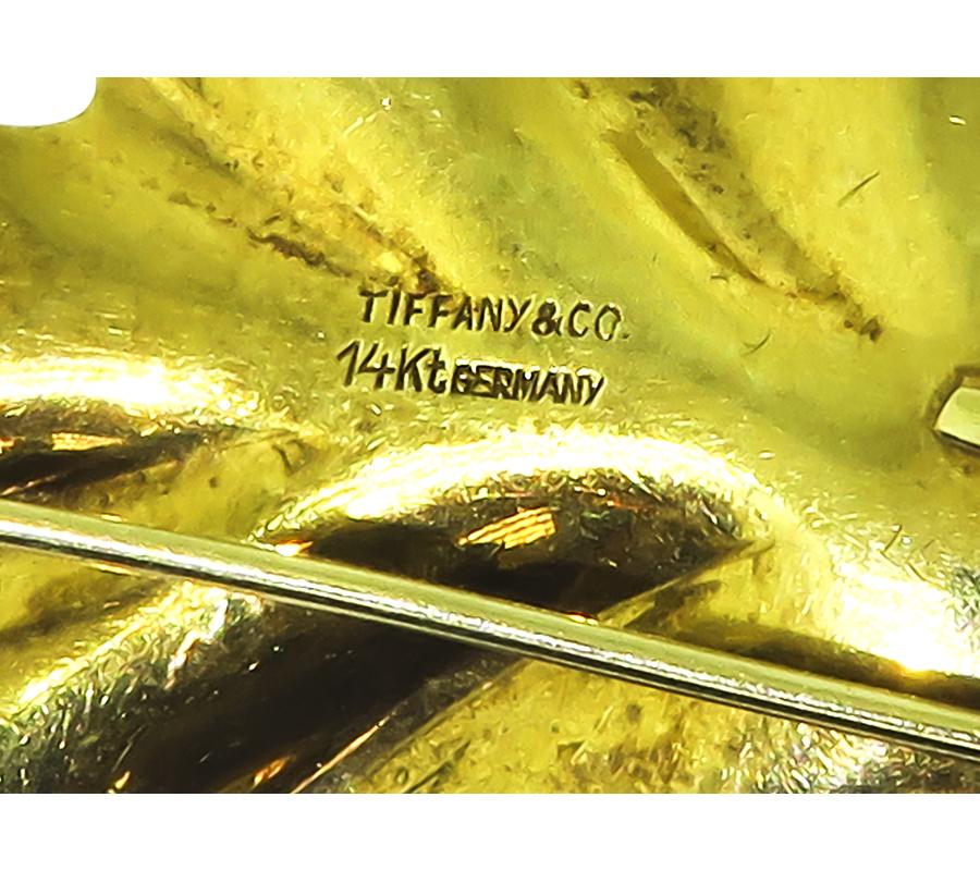 Estate Tiffany & Co 14k Yellow Gold Leaf Pin
