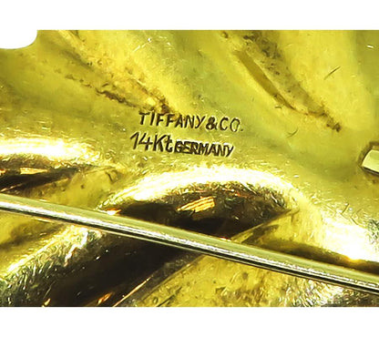 Estate Tiffany & Co 14k Yellow Gold Leaf Pin