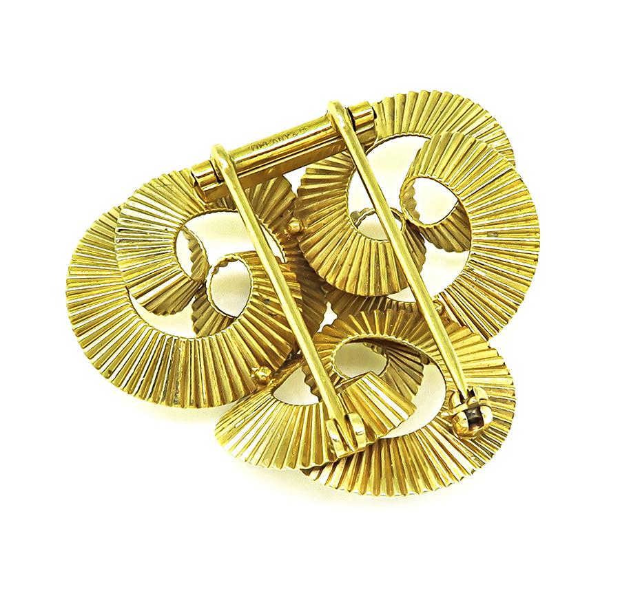 Vintage Tiffany & Co. 14k Yellow Gold Fluted Spiral Brooch Pin
