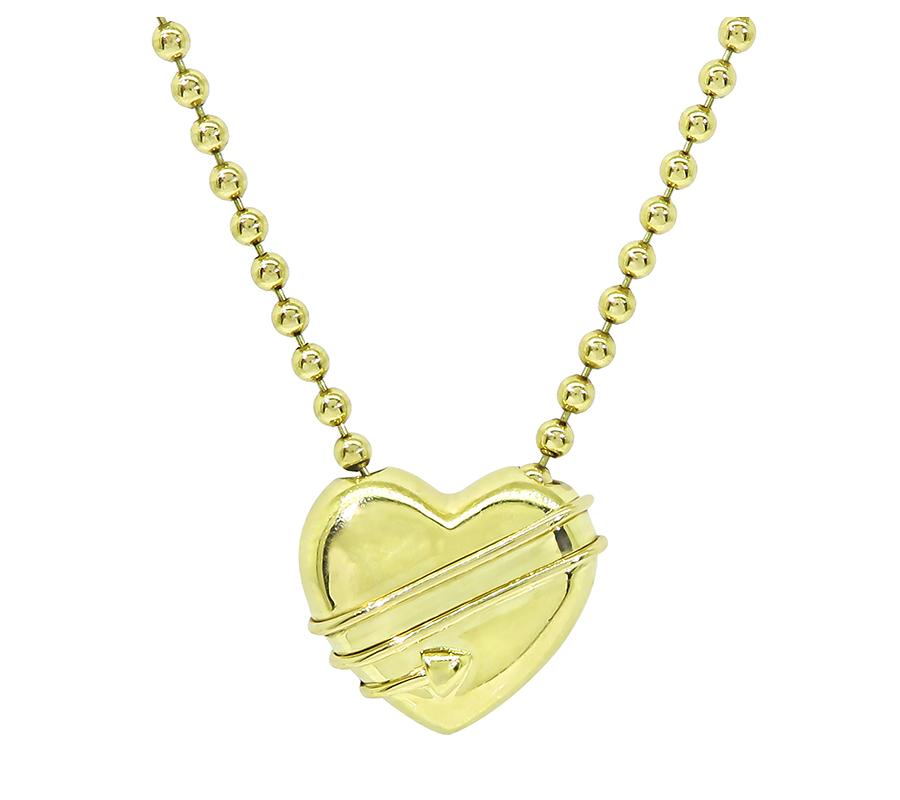 Estate Tiffany & Co 18k Yellow Gold Heart Pendant Necklace and Earrings Set